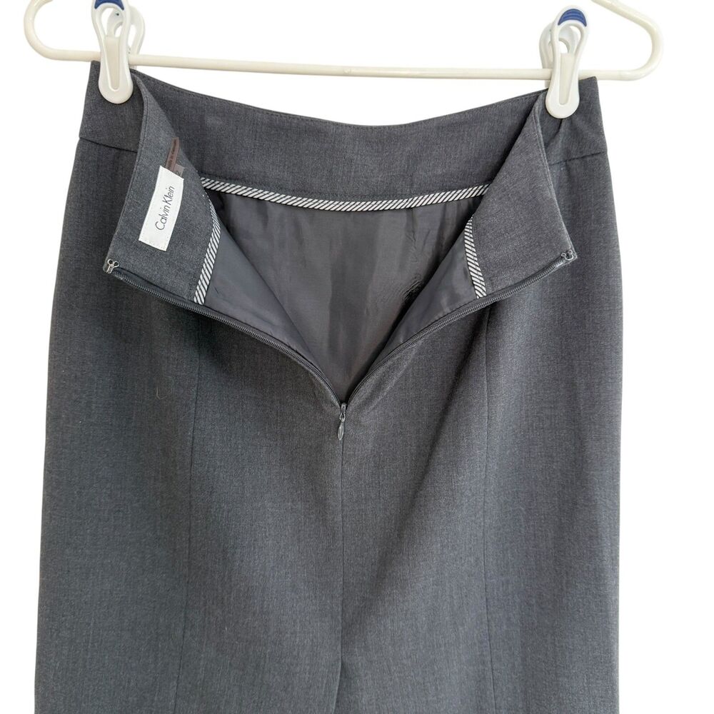 Calvin Klein Pencil Straight Skirt Gray Flat Front Zip Back Slit Office‎ Size 2 - Picture 8 of 13